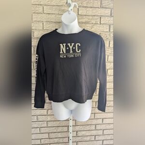 Divided Black Brooklyn NYC New York Crew Long Sleeve Top Large GUC